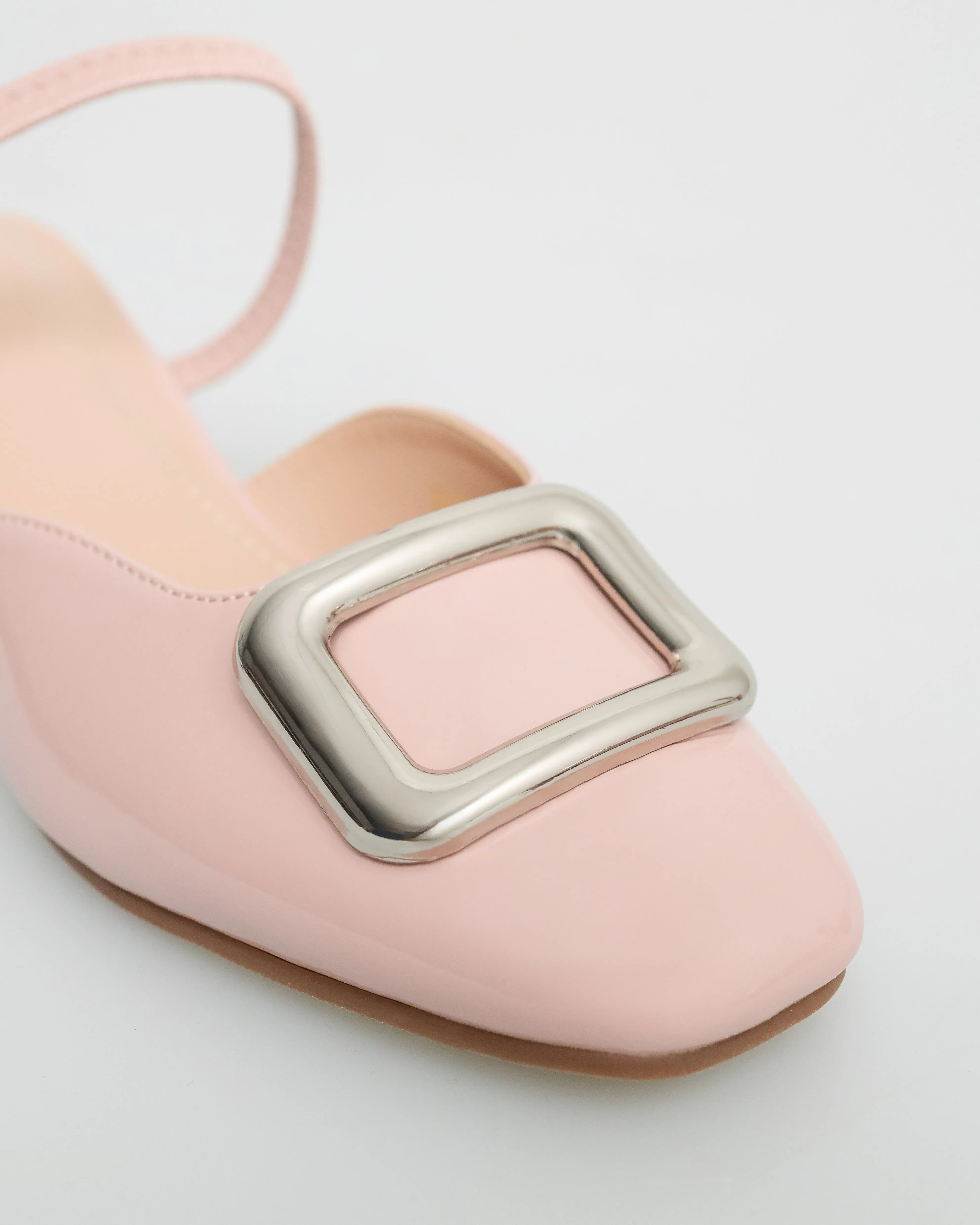 Tomaz NN278 Ladies Square Emblem Strappy Low Heels (Pink)