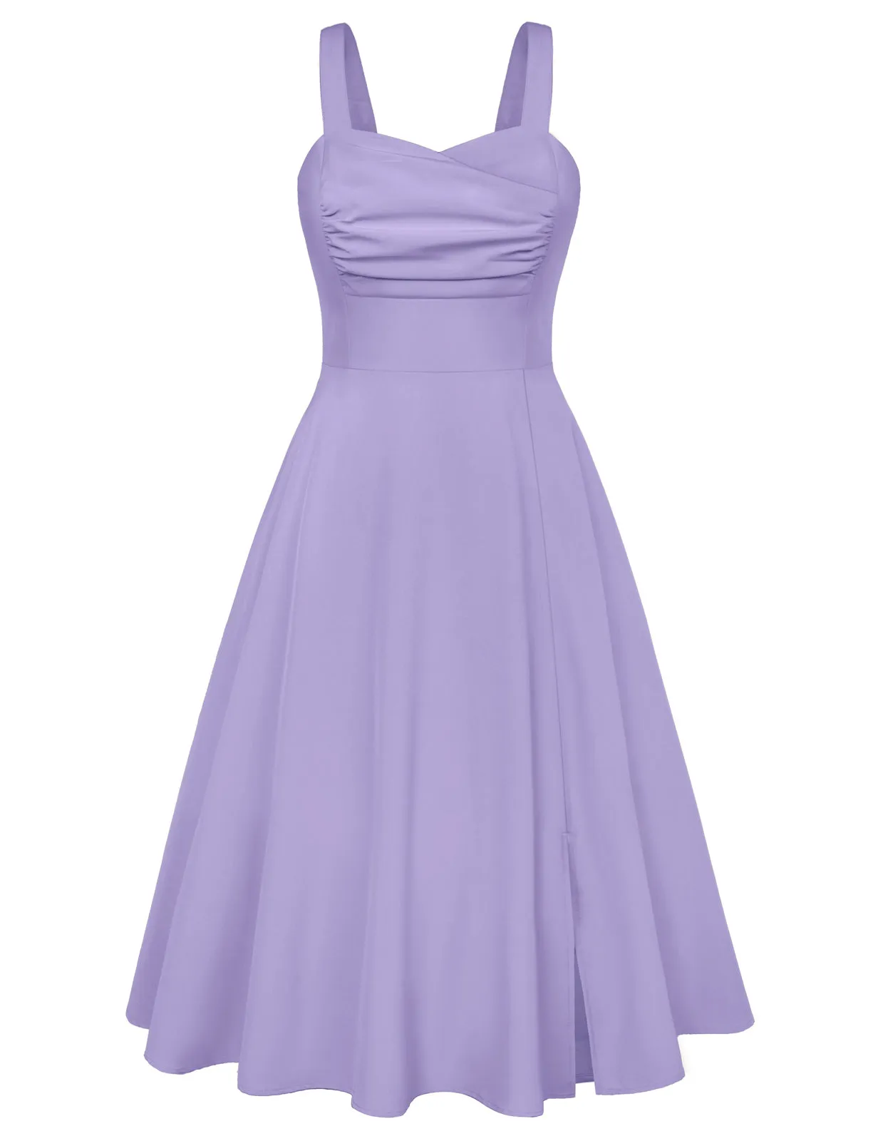 Vintage Strawberry Patterns Cocktail Dress Sleeveless Spaghetti Strap Ruched Slit A Line Swing Dress with Pockets