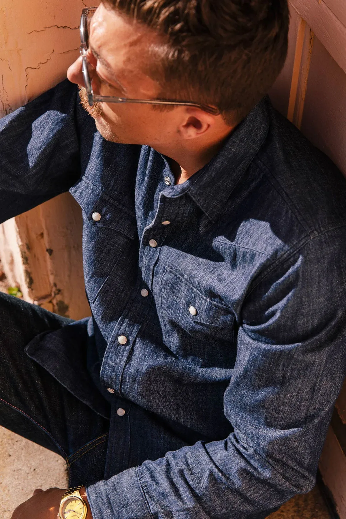 West Major - 6 oz. Organic Indigo Denim Western Shirt
