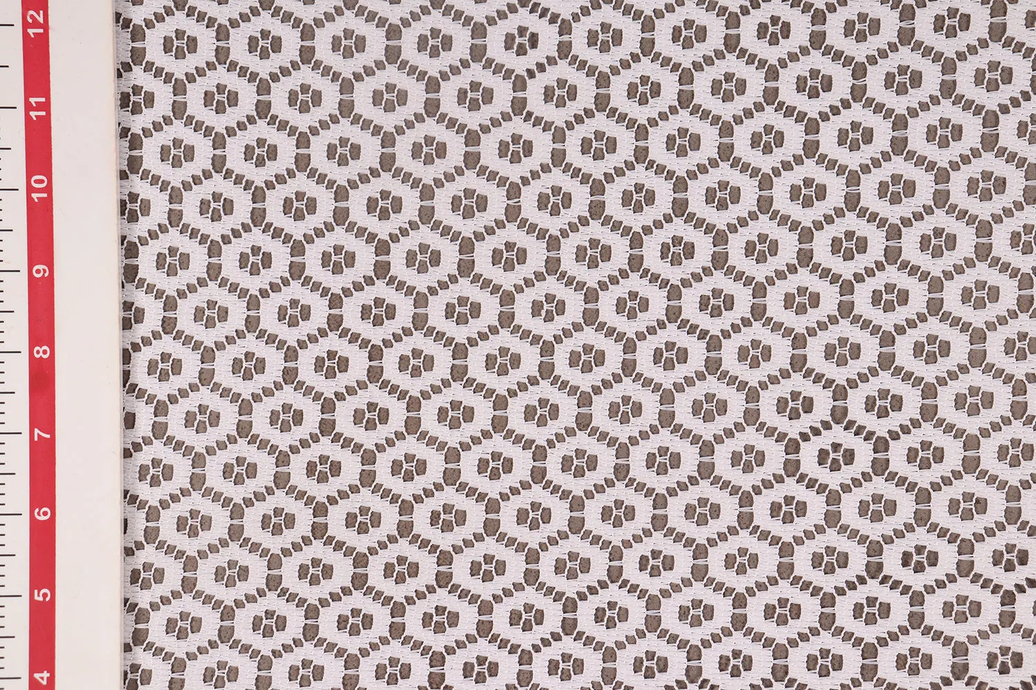 White Geometric Lace Polyester Fabric