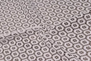 White Geometric Lace Polyester Fabric