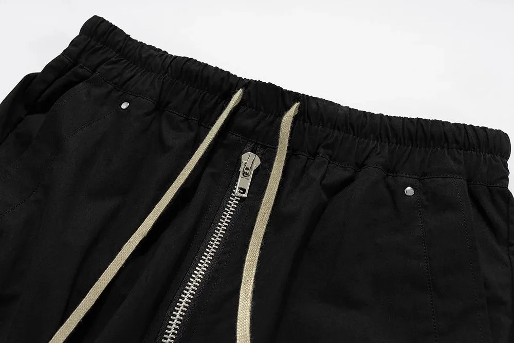Wide Leg Drawstring Black Cargo Pants Unisex Straight Baggy Loose Oversized shoes covering Trousers
