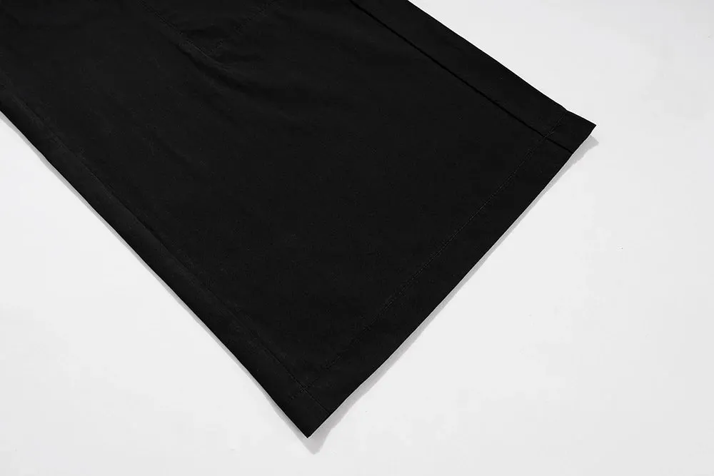 Wide Leg Drawstring Black Cargo Pants Unisex Straight Baggy Loose Oversized shoes covering Trousers