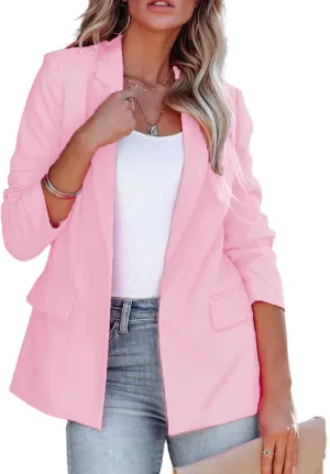 Womens Casual Blazer Long Sleeve Button Down Blazers Lightweight Bussiness Jackets for Women 2024