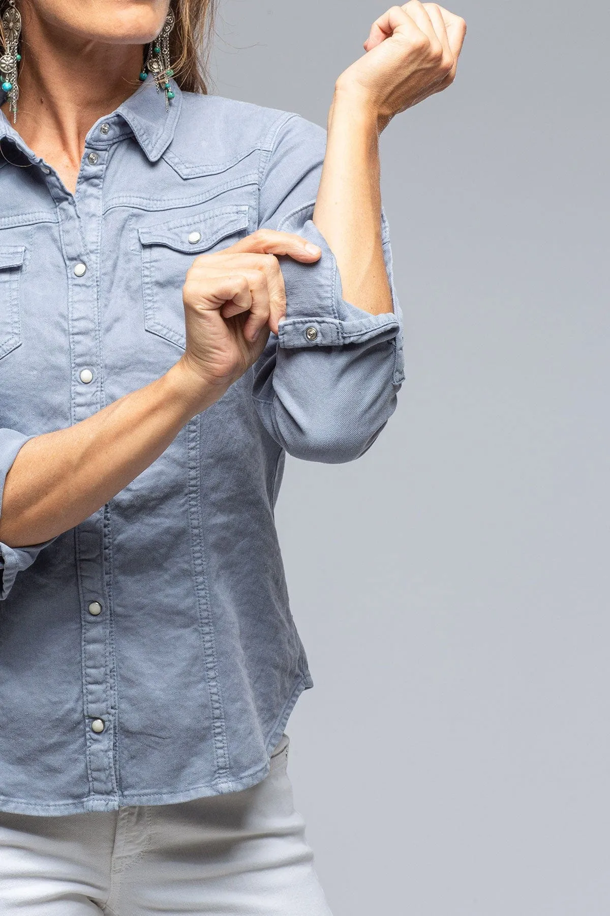 Yarmony Linen Cotton Denim Shirt In Lavender