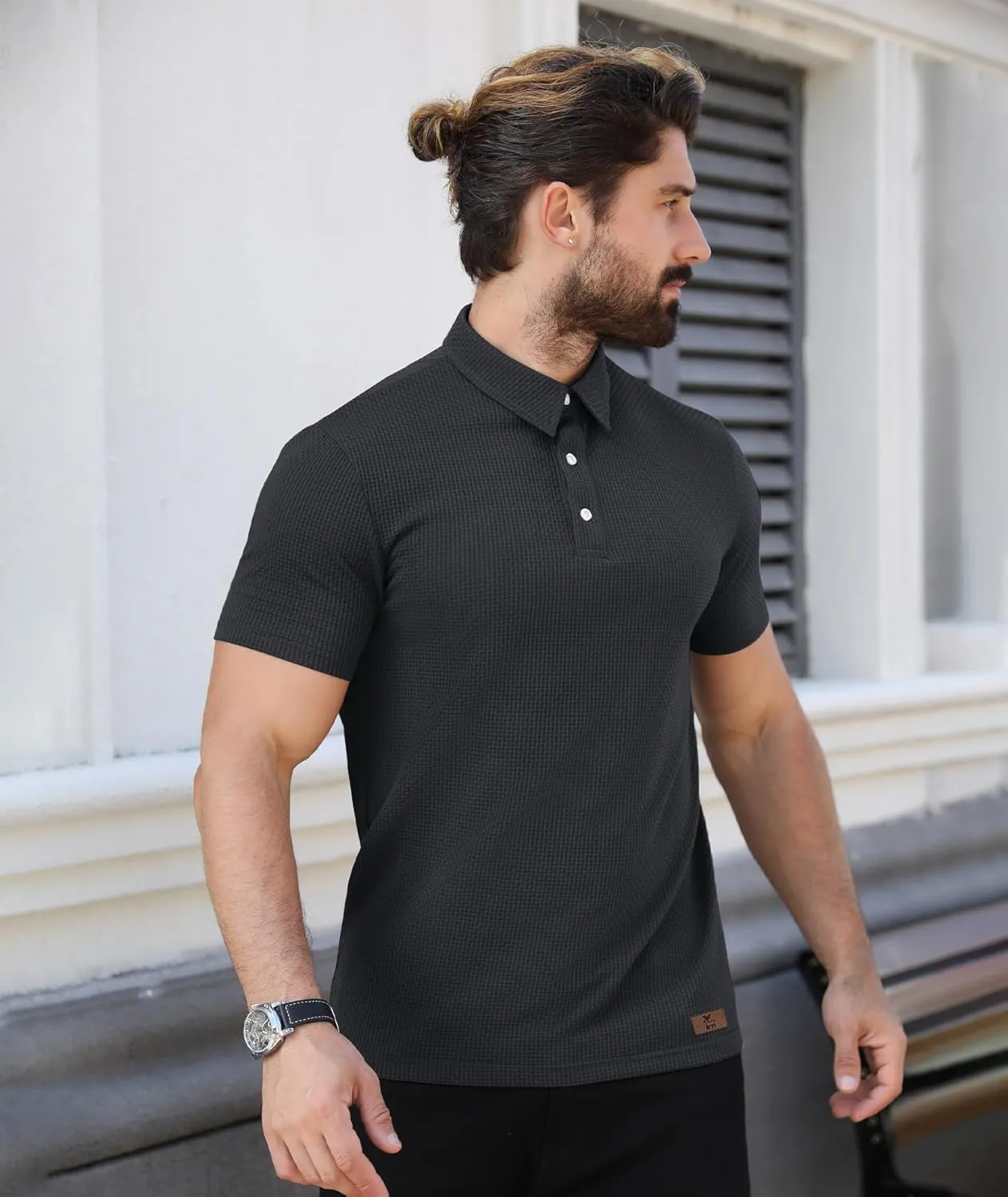 ZITY Mens Polo Shirts Short Sleeve Athletic Golf Polos Moisture Wicking Casual Polo Shirts for Men Jacquard Collared T Shirts