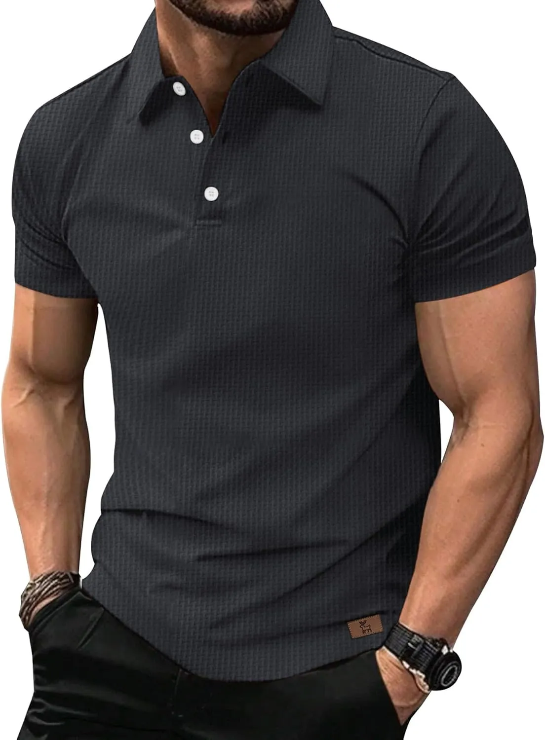 ZITY Mens Polo Shirts Short Sleeve Athletic Golf Polos Moisture Wicking Casual Polo Shirts for Men Jacquard Collared T Shirts