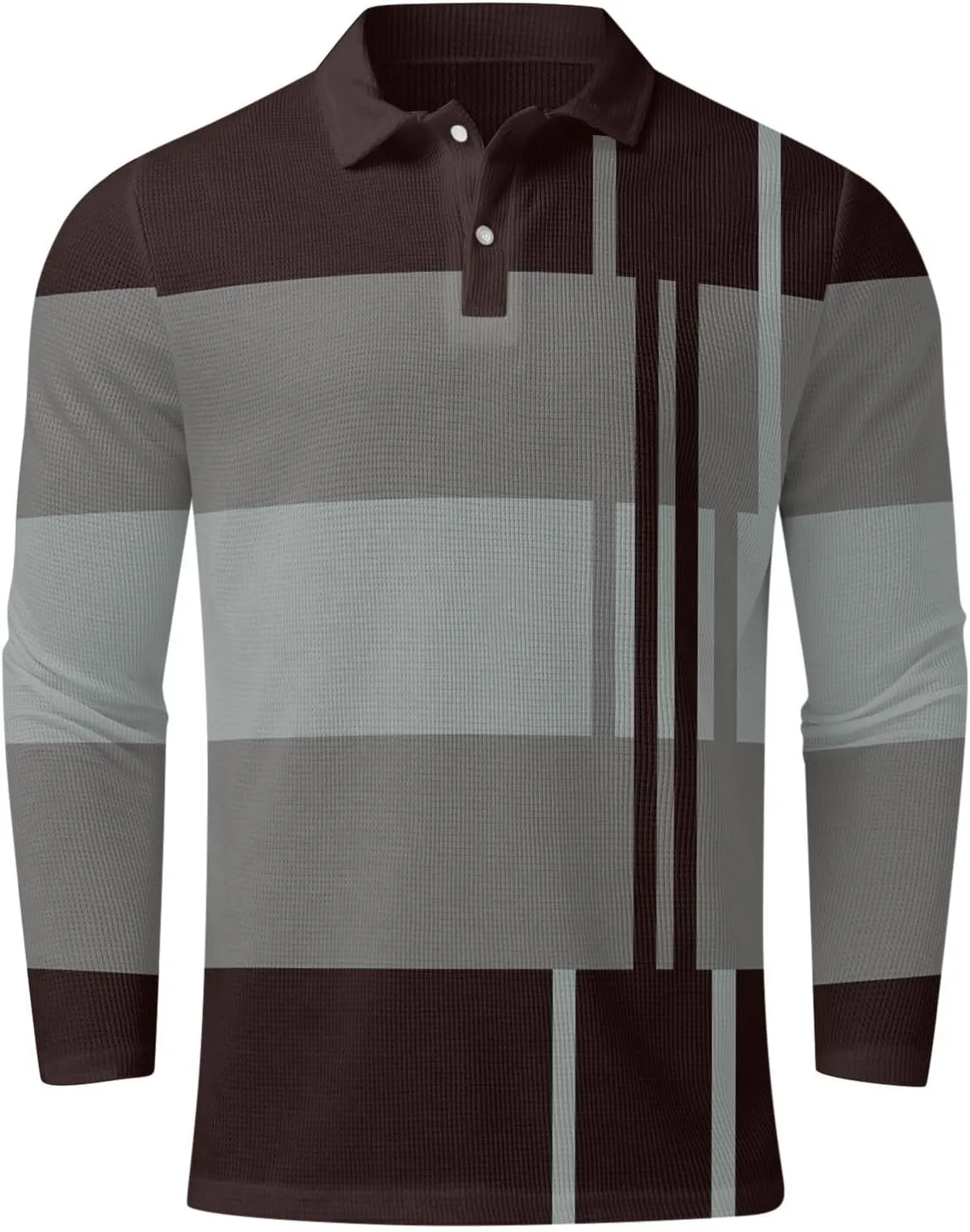 ZYXTIM Men's Short Sleeve Polo Shirt Waffle Knit Button Up Colorblock Stylish Classic Fit Lapel Work Sports Golf Tee Tops